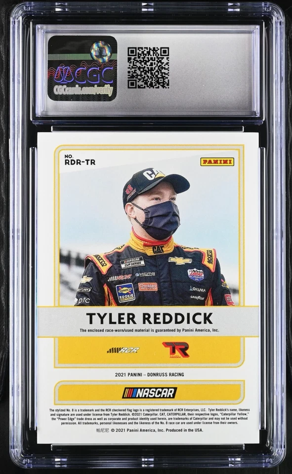 Tyler Reddick #RDR-TR CGC 9.5 (2021, Donruss) NASCAR Race Day Relics, Mint+ - Image 2 of 2