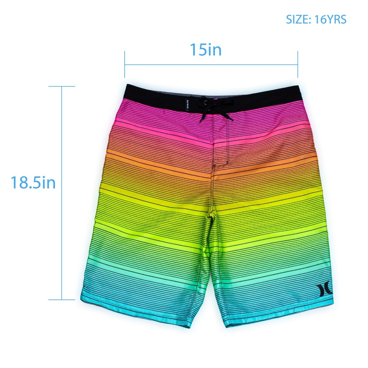 Hurley Boys Board Short - Rainbow Stripe Swim Trunks BigK Size 10