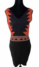 NWOT Romeo & Juliet Couture Dress M Black Orange Knit Body Con Comfort Stretch 