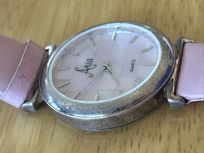 Montre à Quartz Femme ARIA En Argent Sterling - Cadre Rectangle 30x21mm, Bracelet Cuir