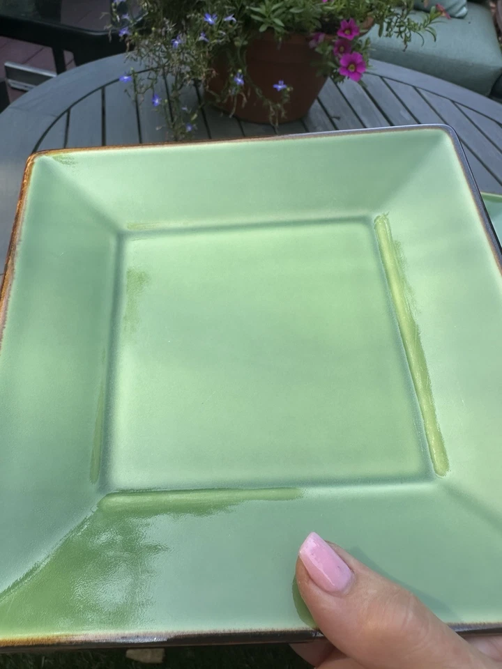 Pottery Barn Asian Square 8" Sushi Plates Set of 4 Jade Green Made in Japan MINT - Image 4 of 4