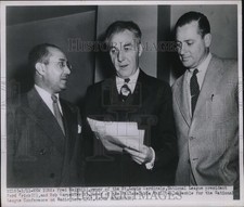 1951 Press Photo Fred Saigh Owner St Louis Browns Ford Frick MLB Commissioner