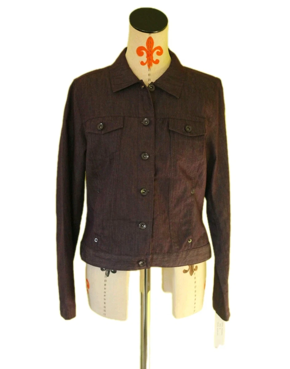 Veste En Jean Stretch Larry Levine - Bleu Foncé Indigo - Taille M Femme - Occasion Très Bon état