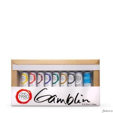 Gamblin 1980 Oil Paint Set Linseed Oil 37ml 9 Tubes With Medium Panel