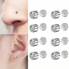Magnetic Faux Nose Studs Unisex Punk Fashion Ear Clip Jewelry Stainless Steel