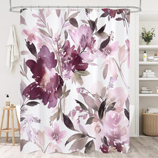 Mauve Watercolor Floral Shower Curtain, Purple 72"W x 72"L Pack of 1 Plum