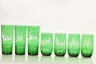 Lot of 7 Vintage 1950s-1960s Anchor Hocking Green Highball & Tumbler Glasses