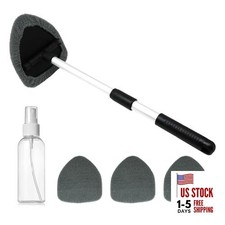 Windshield Cleaning Tool,180° Rotatable with 4 Reusable Microfiber Cloths 