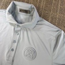 G/FORE Fjord Embossed Circle G's Tech Jersey Golf Polo Shirt Mens Large Blue