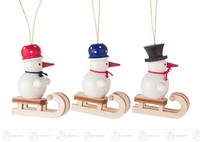 Baumschmuck Behang Schneemanntrio Auf Schlitten Bxhxt 1,5 Cmx3 Cmx2 Cm NEU