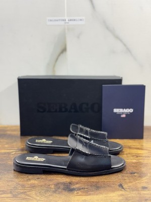 Sebago Dan Slide Sandale Leder Schwarz Damen EU 38 Flach