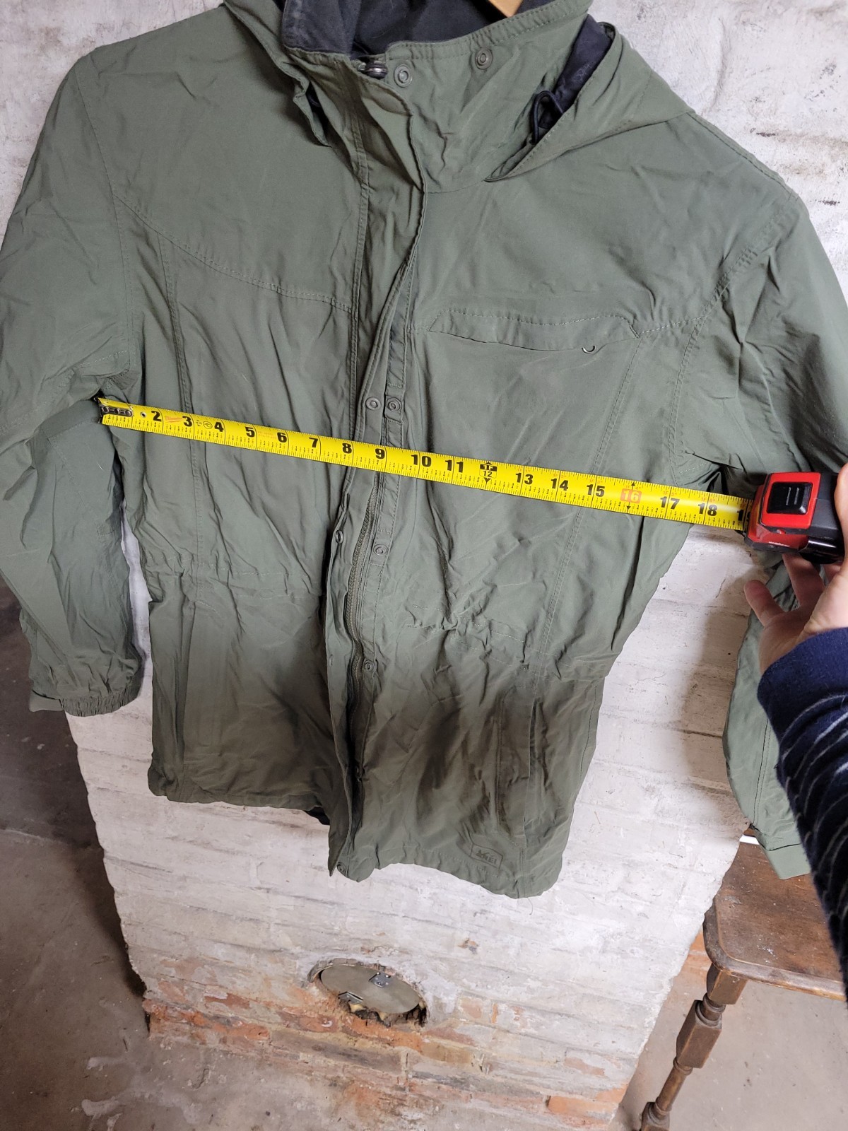 REI Elements E1 Rain Jacket Womens Small Olive Gr… - image 20