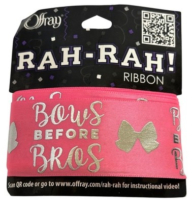 Offray Rah Rah Ribbon With Silver Text Bows Before Bros 1.5 Inch Wide 3 Yards