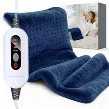 Extra Large Heating Pad, Electric, Portable, 24 "x12", 4 Heating Levels - Blue