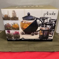 Primula 6 Flowering With Set Tea Set 40 Oz Teapot W/Removeable Infuser & 4 Mugs