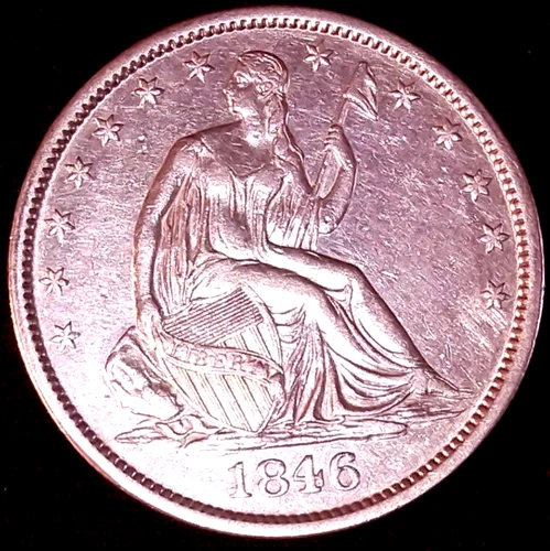 1846-O SEATED LIBERTY SILVER HALF DOLLAR 50C, XF/AU