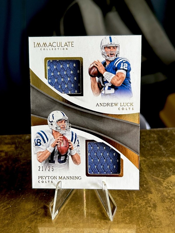 2017 Immaculate - Game Worn! Dual Jerseys Peyton Manning Andrew Luck 21/25!