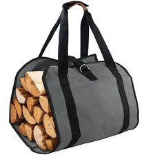 Heavy Duty Waxed Canvas Firewood Carrier Bag with Handles for Easy Transport