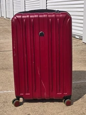 DELSEY Paris Titanium Hardside Expandable Luggage with Spinner Wheels Cherry Red