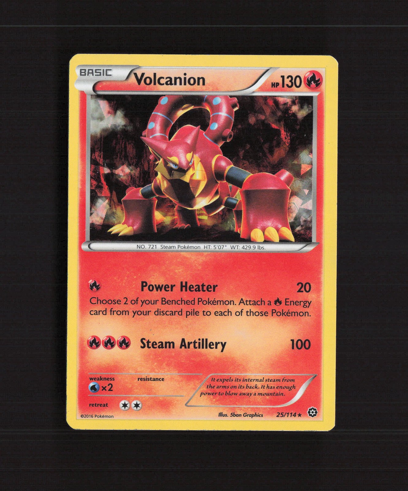 Volcanion 25/114 Steam Siege Cracked Ice Holo Holo Pokemon Card MP
