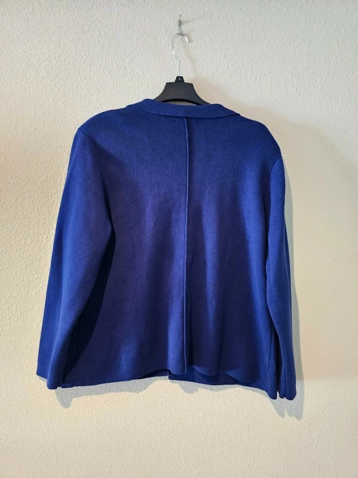 Isaac Mizrahi Live Women's Top Sweater Plus Size 2X Estate Single Button Blue - Image 3 of 4