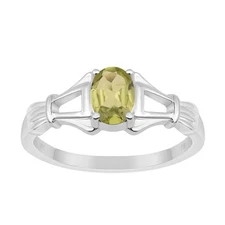 7X5MM Oval Peridot 925 Sterling Silver Solitaire Split Shank Women Ring Sz.7