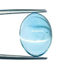 12.55 Cts Natural Blue Topaz 14x12mm Oval Cabochon Ring Size Loose Gemstone