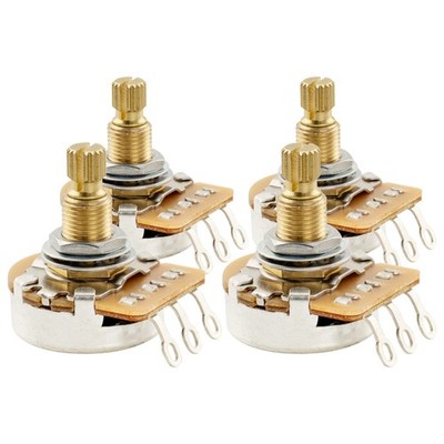 Musiclily Pro 4Pcs B250K Brass Metric Coarse Split Shaft Linear Taper Guitar Pot