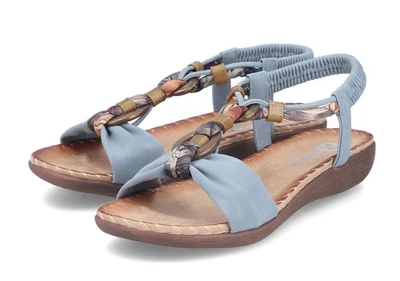 Rieker Sandale Blau Sandalette Riemchensandale Gummizug Slipper Sommerschuh - Bild 1 von 4