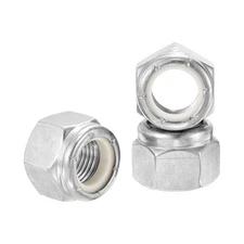 10Pcs Nylon Lock Hex Nuts - [1/2" x 20], 304 Stainless Nuts, Silver