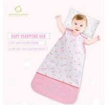 Optima Baby Flamingo Cotton Sleeping Bag M 2-12m Pink White Unisex sleep sack