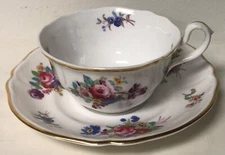SPODE COPELANDS CHINA ENGLAND DRESDEN ROSE FOR CHARLES LYNDE BOSTON CUP & SAUCER