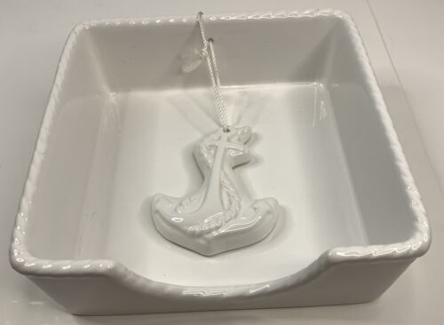 Napkin Holder Vintage Nautical ND Exclusive Flat 6” Ceramic W/ 3” Anchor Weight - Picture 1 of 12