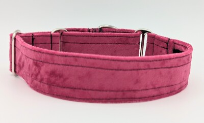 Martingale Dog Collar Crushed Velvet Pink Cerise Greyhound Lurcher