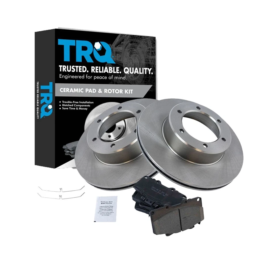 Новые передние керамические дисковые тормозные колодки и комплект ротора TRQ для Toyota 4Runner 1990-1995 годов выпуска - Изображение 2 из 4