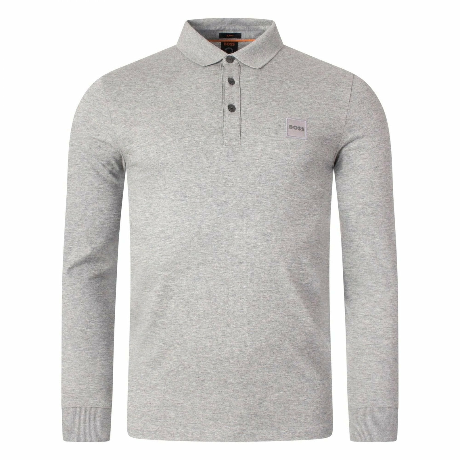 boss long sleeve polo grey