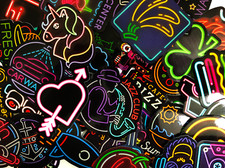 50 Colorful Neon Light Style Skateboard Laptop Stickers Lot - Fast US Shipping