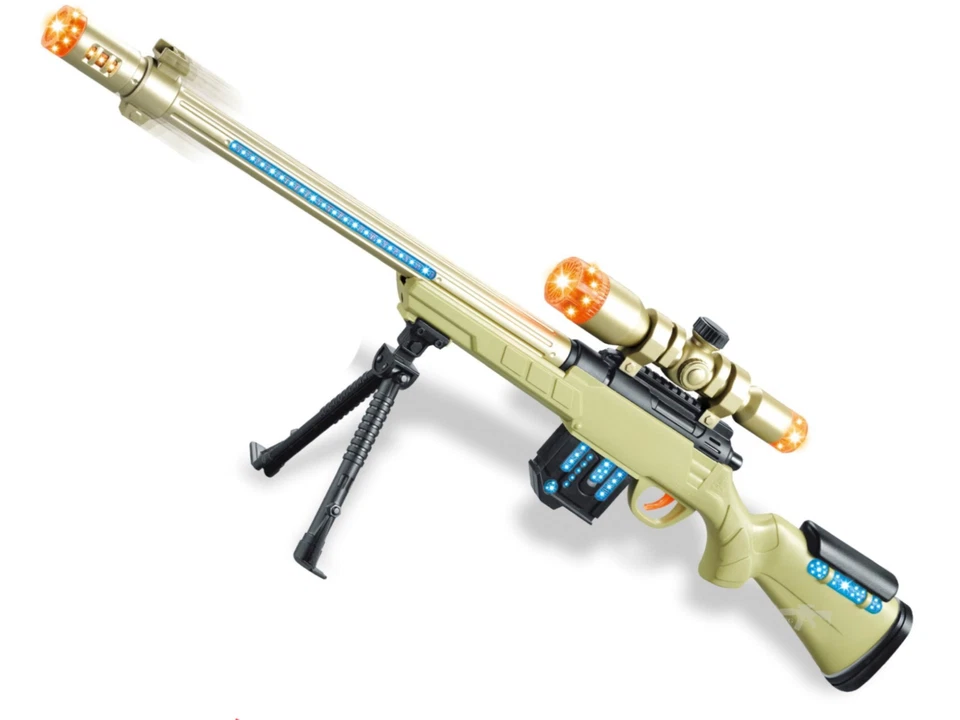 Pistola de juguete realista eléctrica con flash de sonido rifle de francotirador luz de vibración niño para regalar Foto 3 de 4