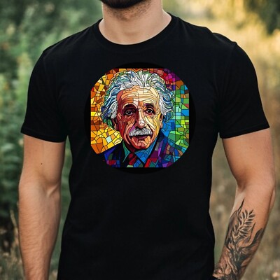 T-Shirt Herren Albert Einstein Buntglas Motiv Baumwolle Größe XS bis 5XL