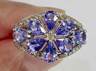 HSN Colleen Lopez Sterling Silver Tanzanite & White Topaz Flower Ring Size 7 — photo 4
