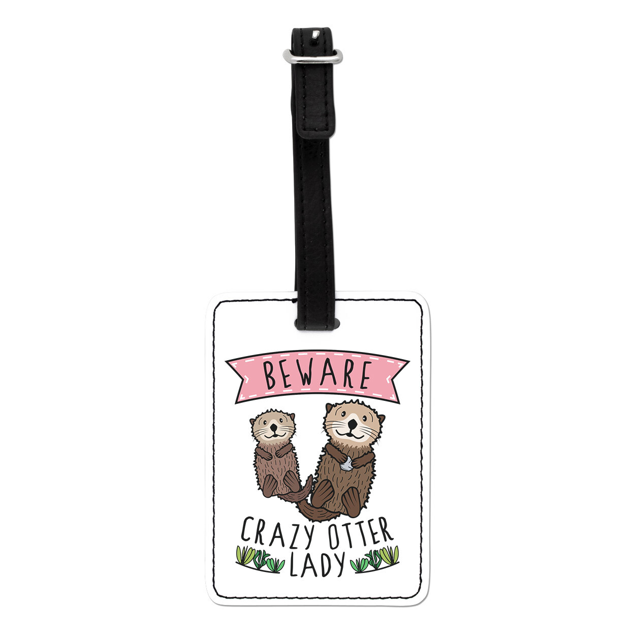 Beware Crazy Otter Lady Visual Luggage Tag Suitcase Bag Funny Animal