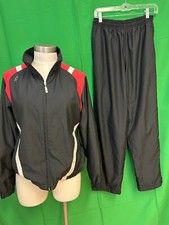 Vintage Kaelin 2Pc Black Red Jacket  Pants Track Suit Women's Size M