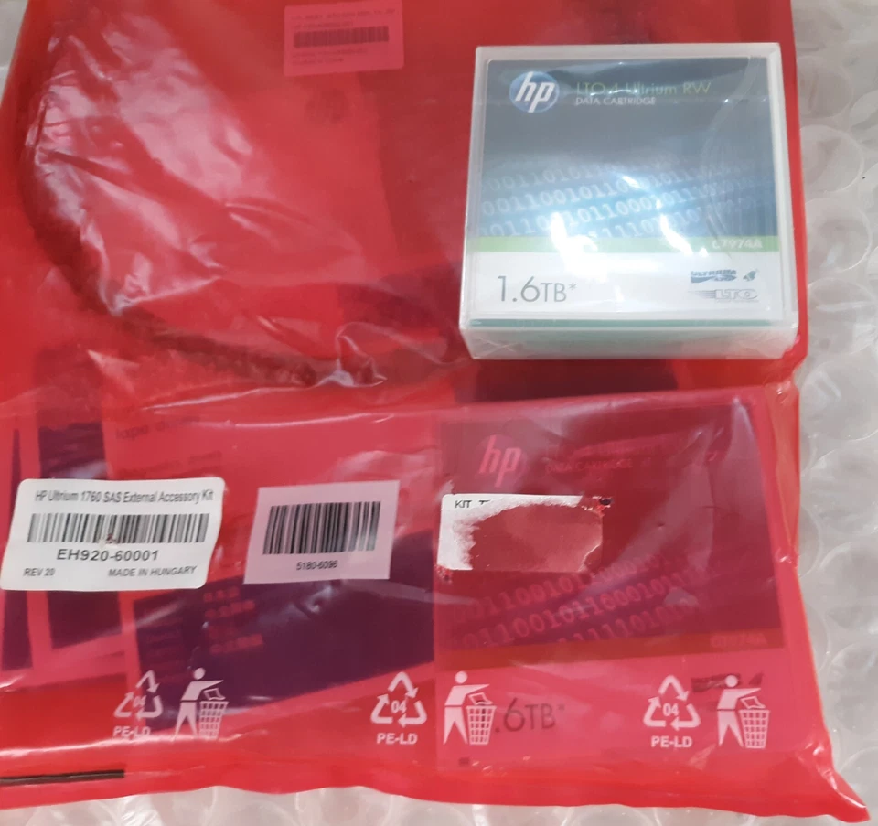 HP Ultrium SAS External Accessory Kit 2x OEM LTO-4 1.6TB+SAS MIN-MIN Cable *NEW* - Image 4 of 4