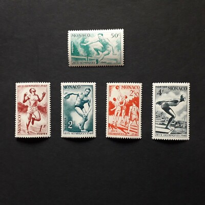 MONACO 1948/ GIOCHI OLIMPICI, SERIE C/TA DI 5 VALORI INTEGRI MNH**