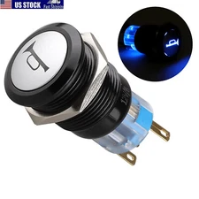 12V 19mm LED Marine Car Stainless Horn Push Button Light Switch Momentary Reset