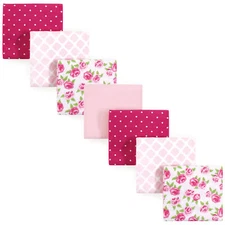 Hudson Baby Cotton Flannel Receiving Blankets Bundle, Rose, One Size