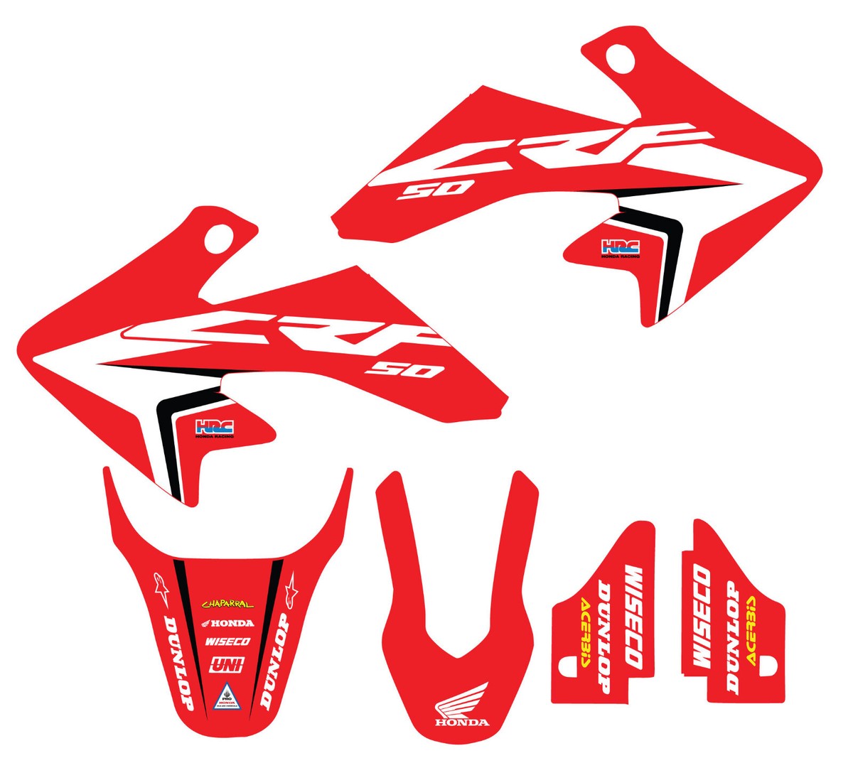Honda CRF50 Red Factory HRC Team Graphics 2004-2025 21mil Thick
