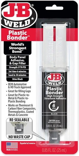 J-B Weld 50139 Plastic Bonder Body Panel Adhesive and Gap Filler Syringe - Black