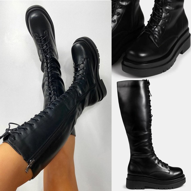 ladies black knee high boots uk