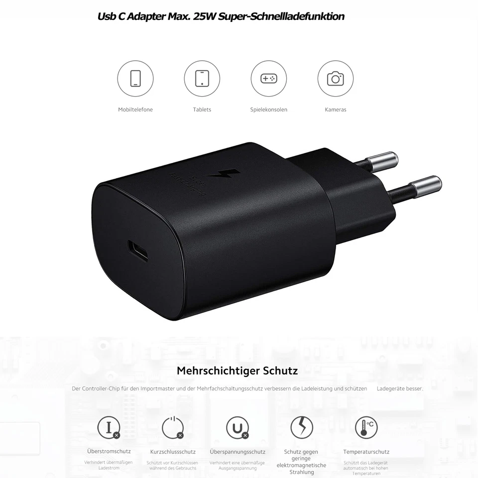 für Samsung Galaxy A56 5G A36 5G A26 5G Usb C Adapter 25W Schnellladegerät - Bild 2 von 4